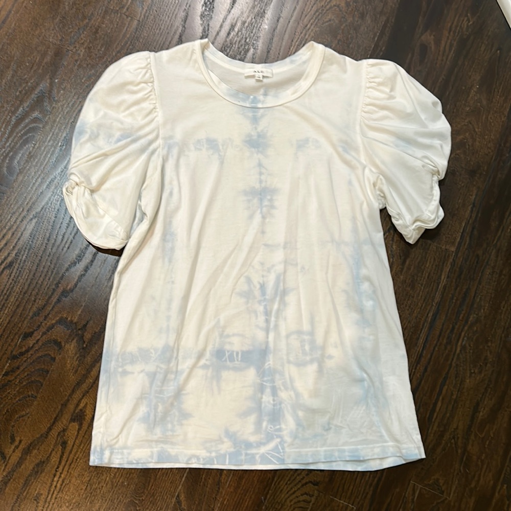 ALC Kati Tie-Dye Puff-Sleeve lt blue whiteTee top